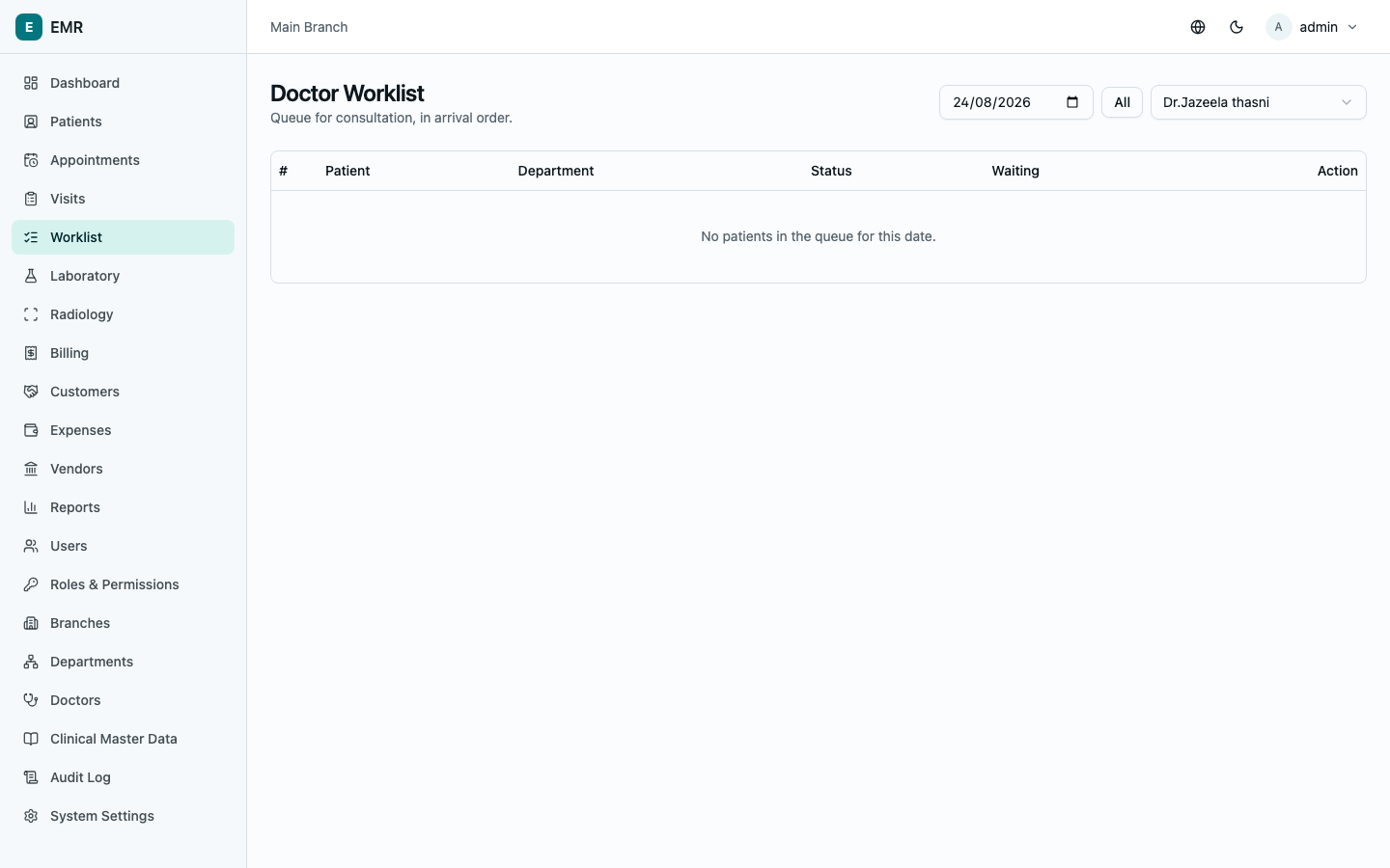 Doctor worklist