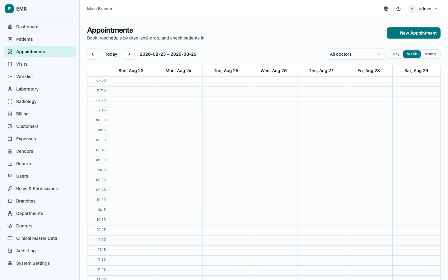Appointments calendar