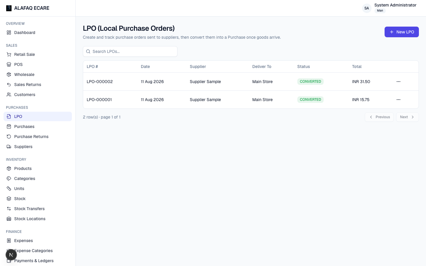 LPO screen