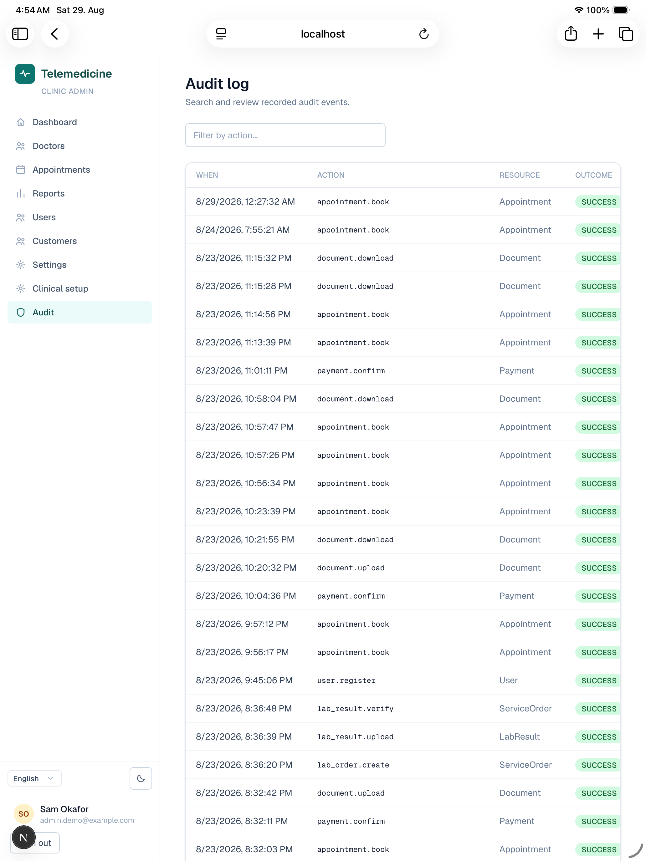 Audit log