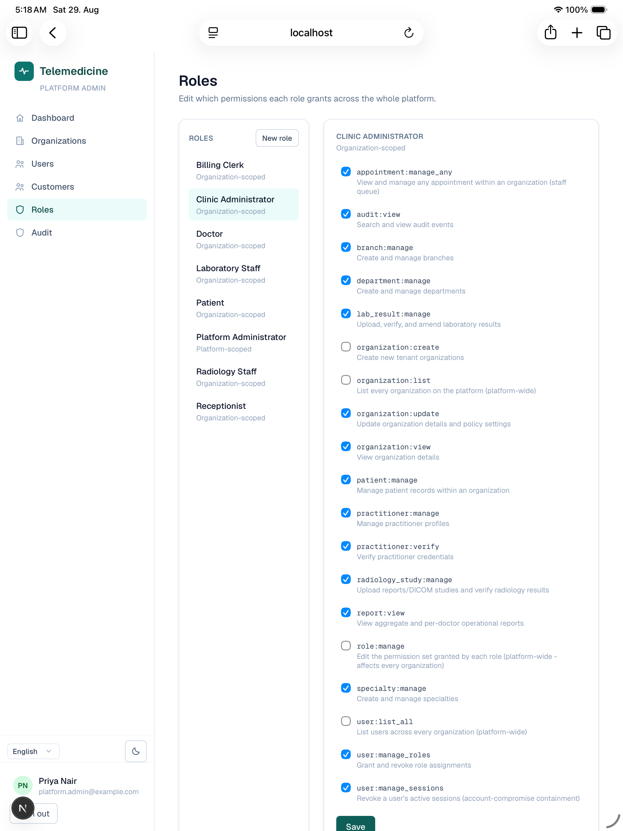 Roles editor