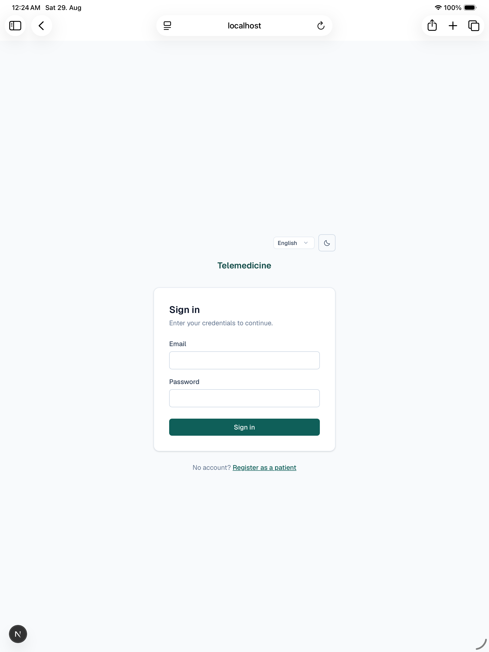 Sign-in page