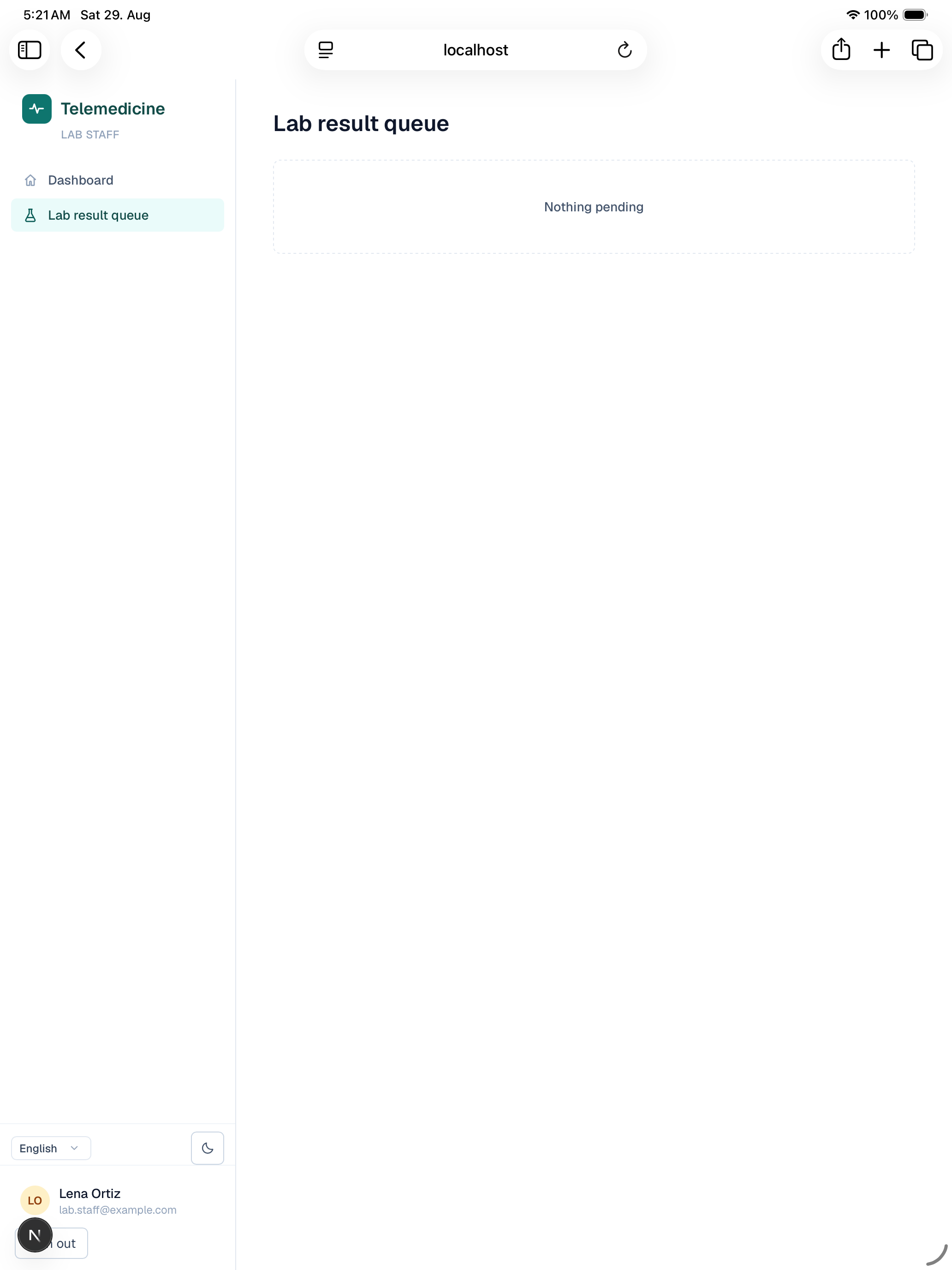 Lab result queue